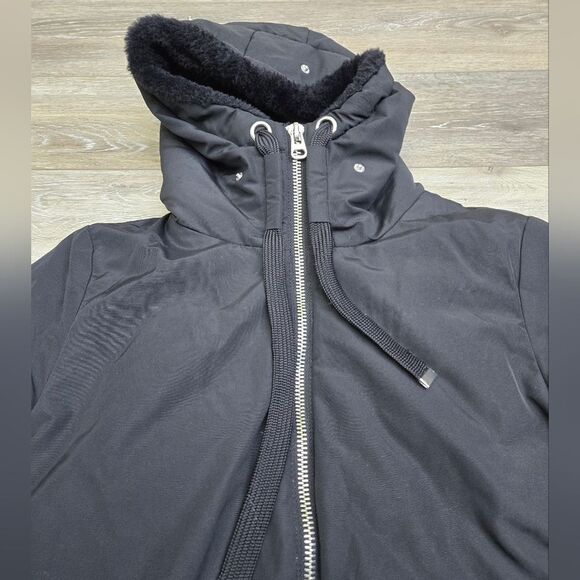 Zara hooded black winter long warm jacket size women's small - Picture 5 of 11